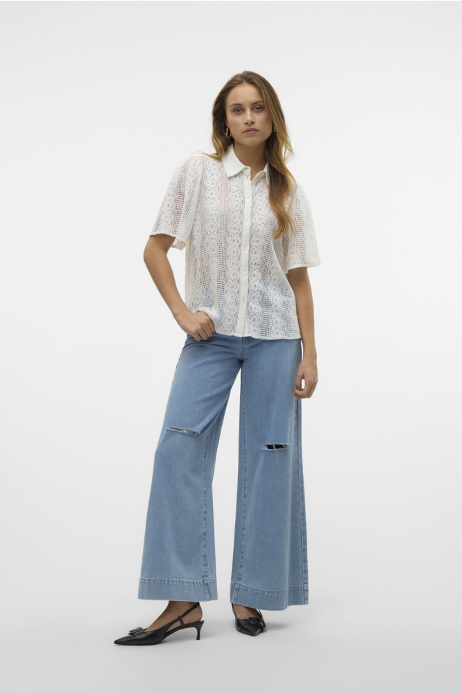 VMDELSIE S/S LACE SHIRT WVN BTQ 10329158 CLOUD DANCER